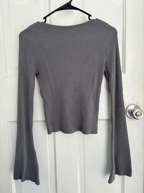 H&M Ribbed Long-Sleeve Top in Charcoal